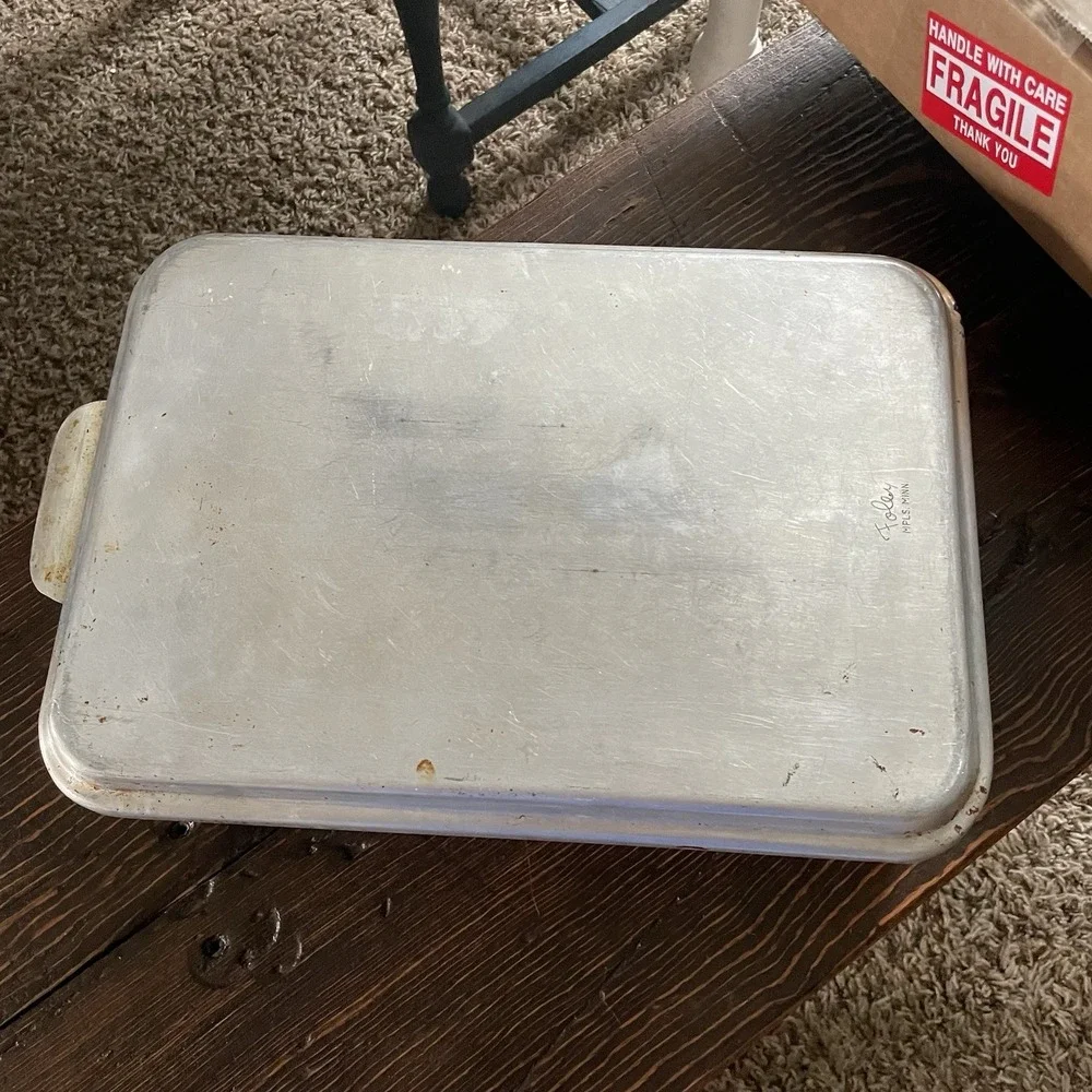 Vtg Mirro Aluminum BLUE GOOSE Cake Baking Pan w/Lid 9x13 Cottagecore Kitchen